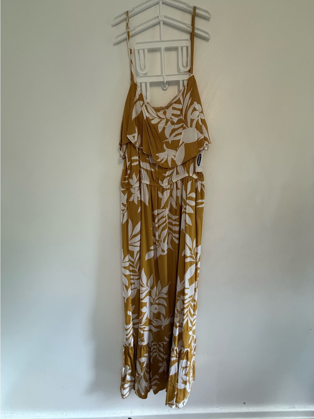 NWT Old Navy Mustard Yellow Tropical Tiered Maxi Dress size large tall - Picture 16 of 16